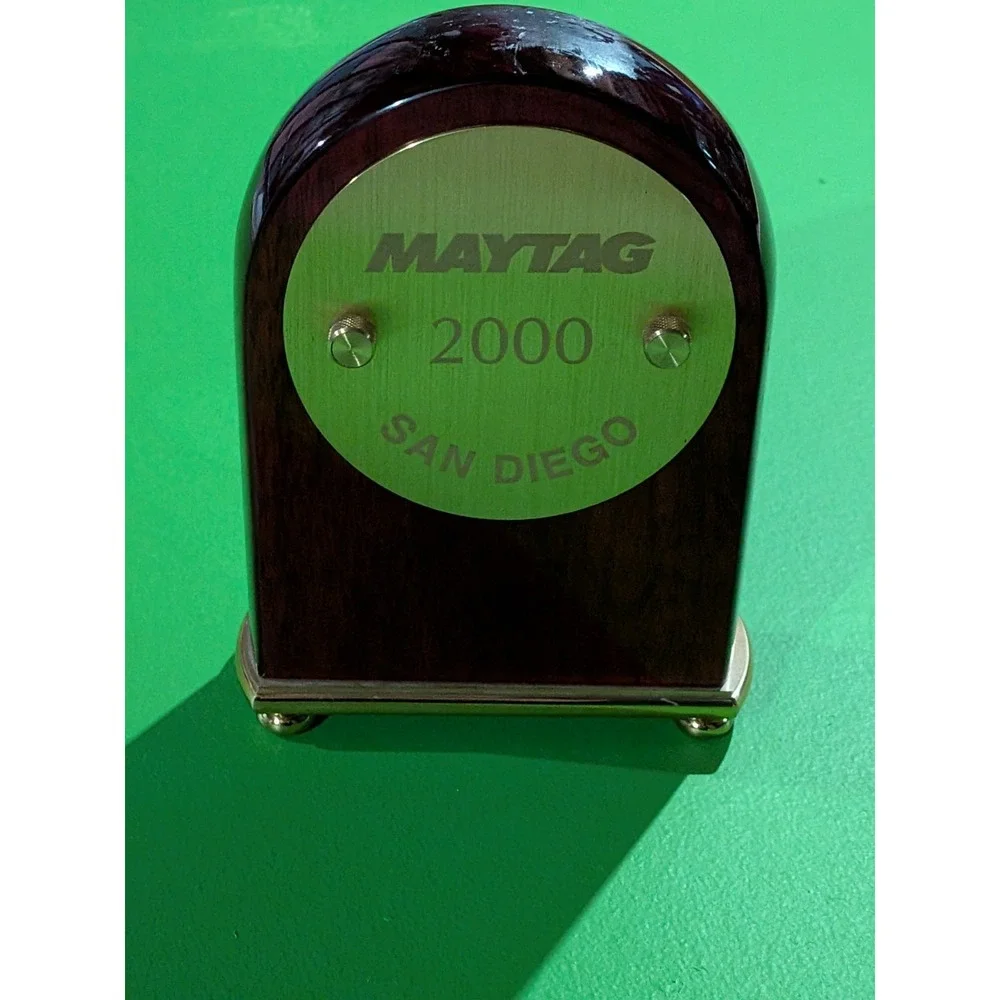 Vintage 2000 Maytag San Diego Employee Award Desk Clock Rosewood Finish ~6